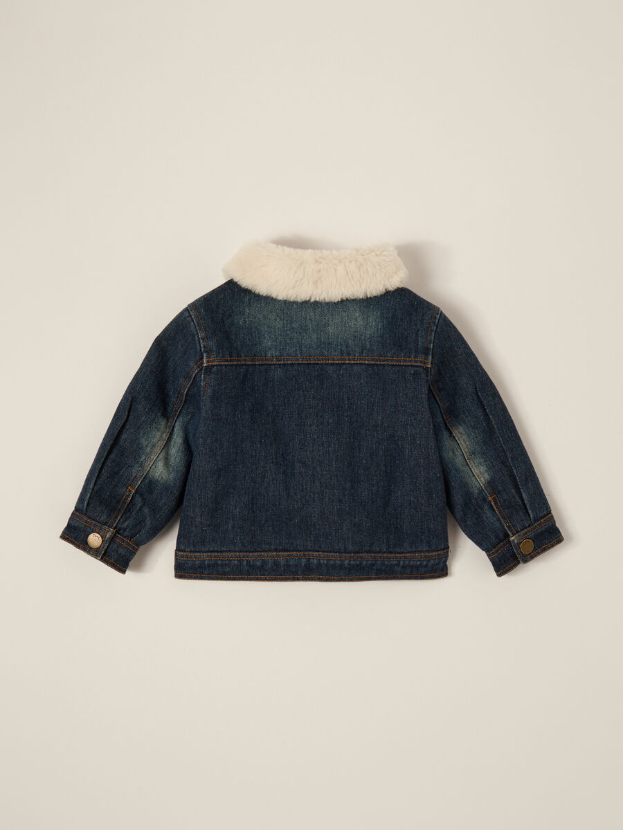 Blue denim jacket with fur lining_1