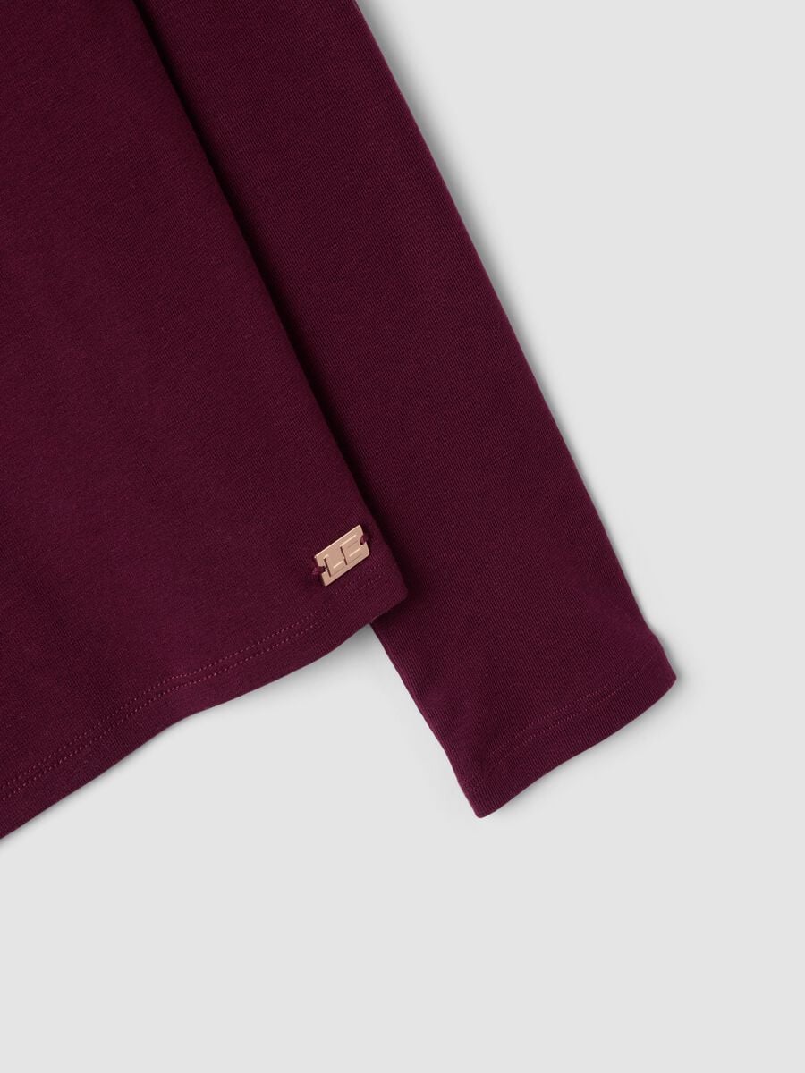 T-shirt viola in lyocell e lana elasticizzata con collo a lupetto regular fit_5