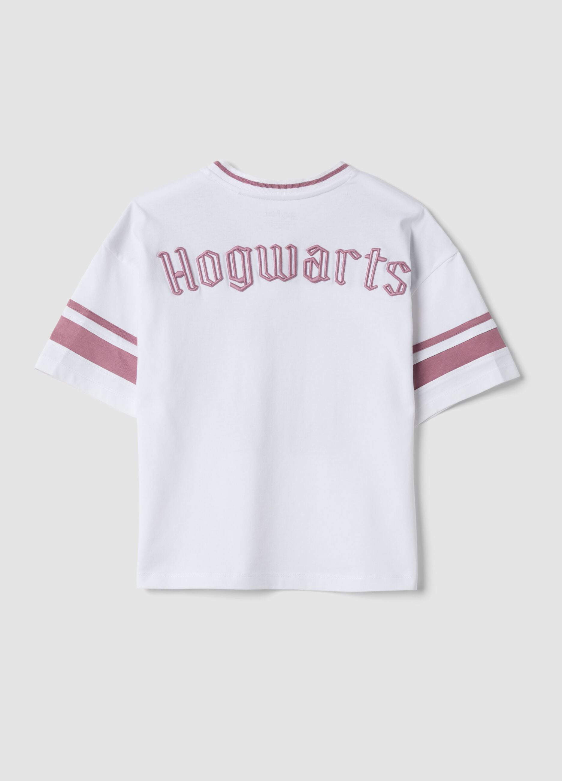 Pink and white pure cotton T-shirt with mesh texture