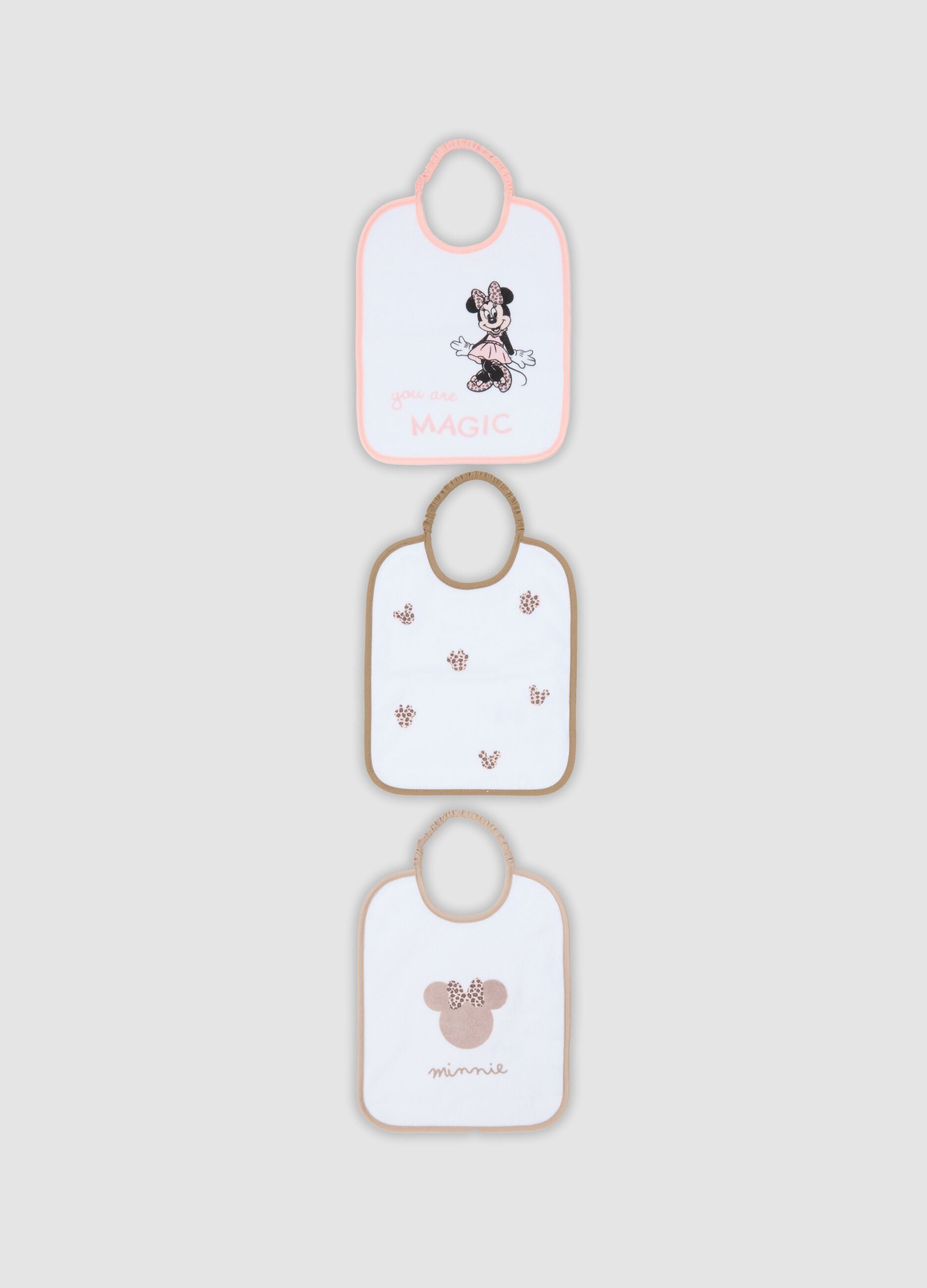 Tripack di bavaglini multicolor in misto cotone organico con stampa Minnie