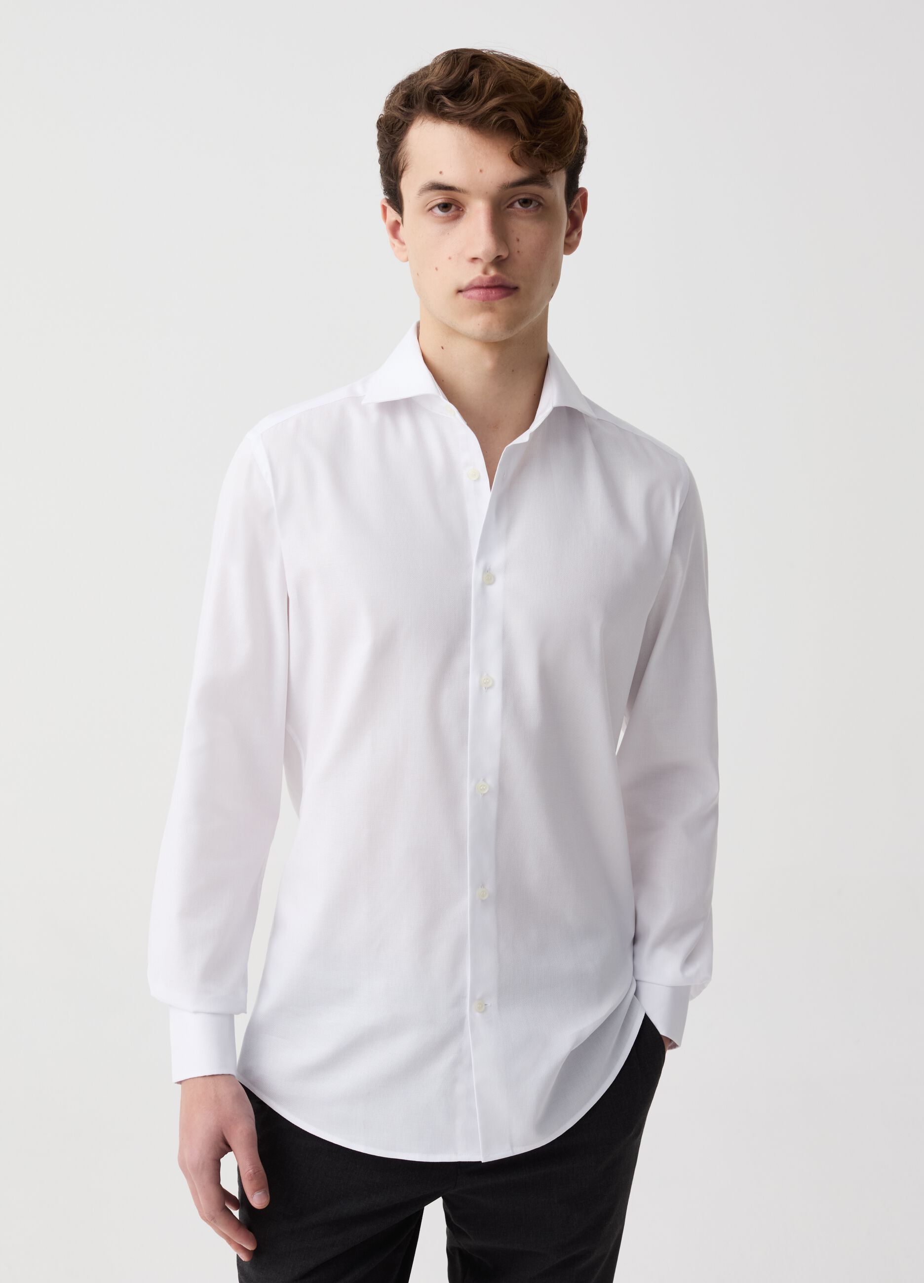 Camicia slim fit easy iron tinta unita