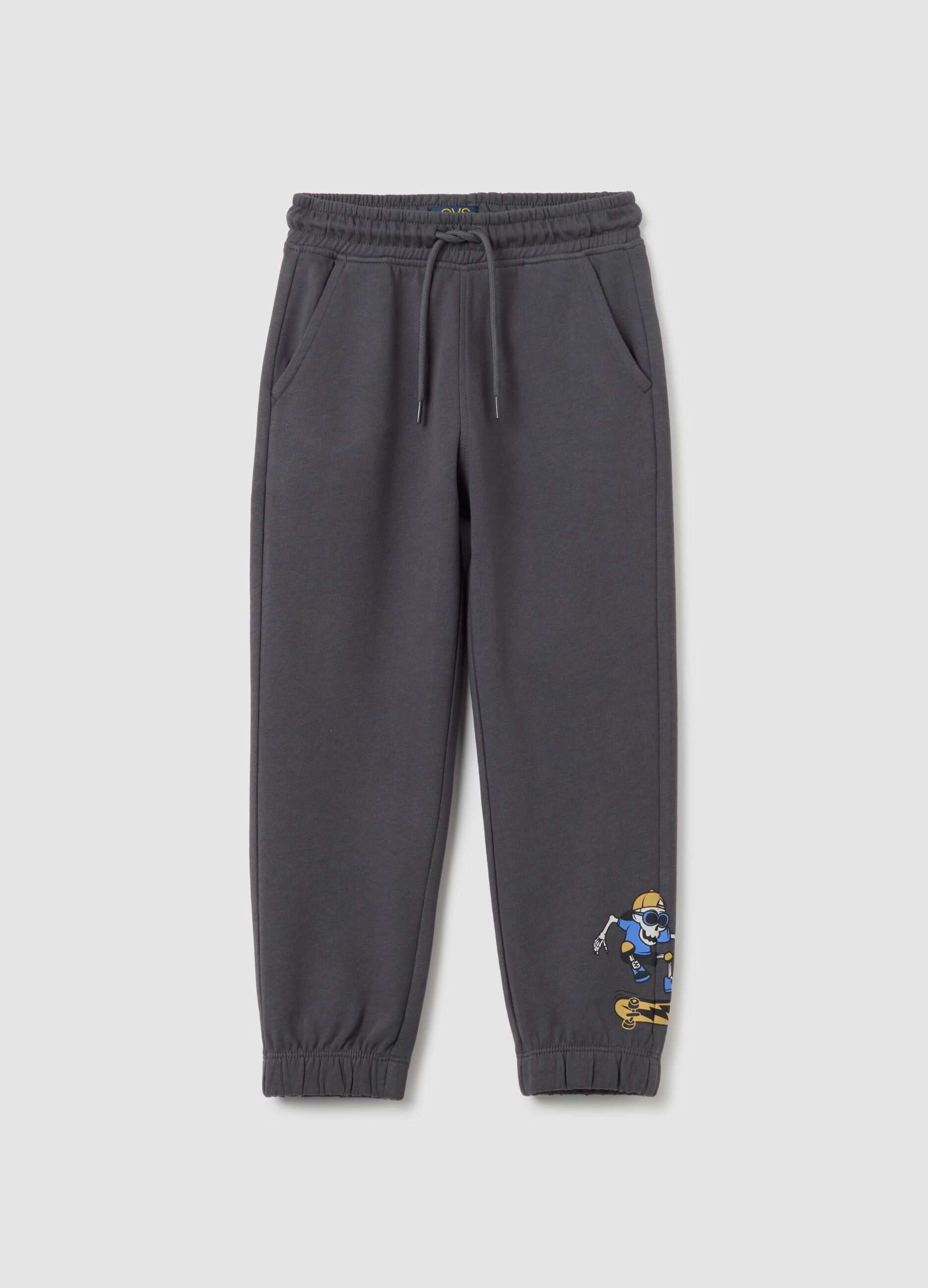 Children's grey jogger trousers in pure cotton