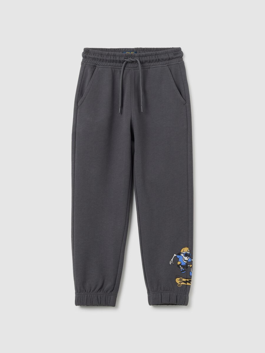 Children's grey jogger trousers in pure cotton_0