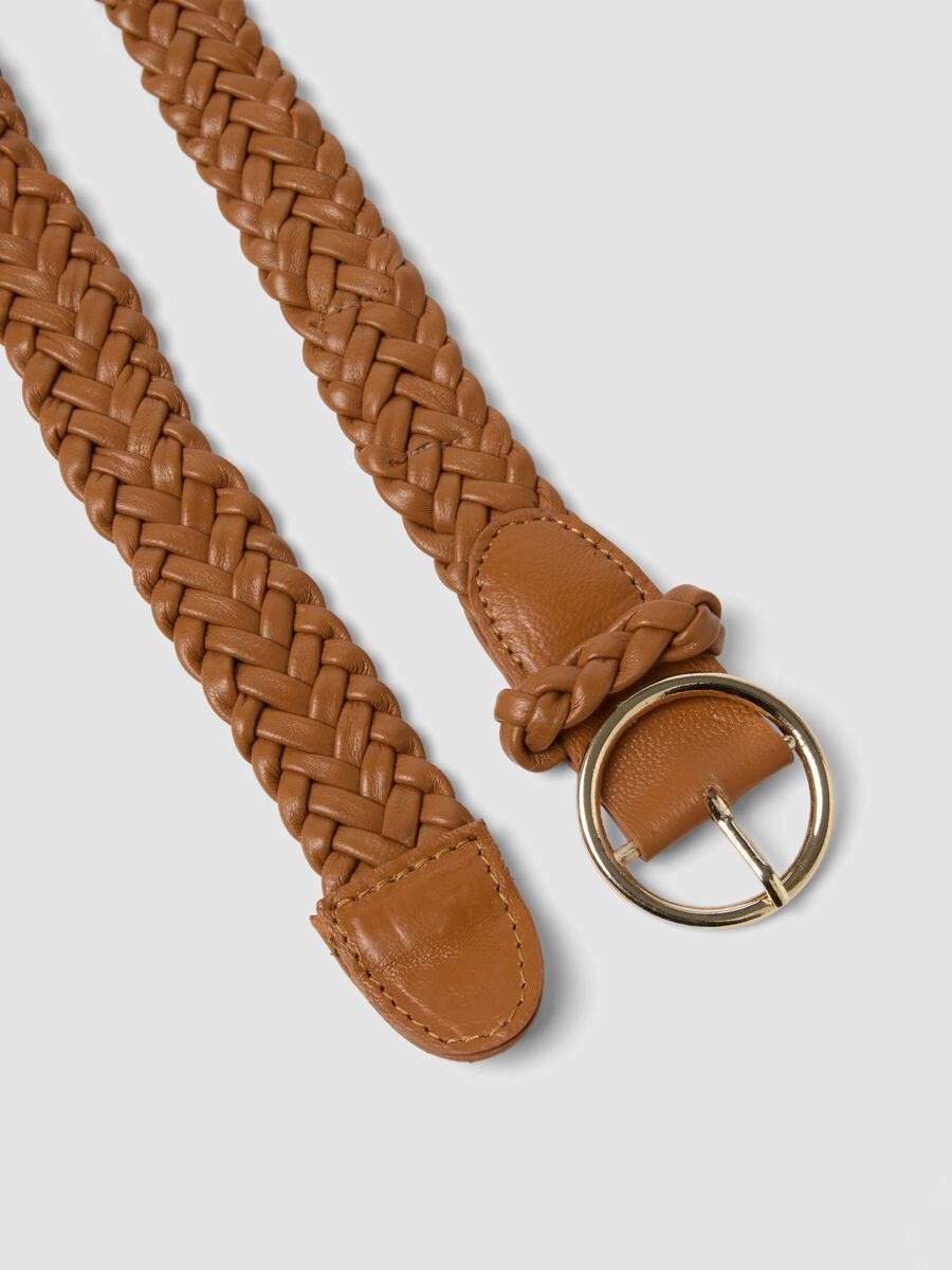 Brown braided belt in pure goat leather_2