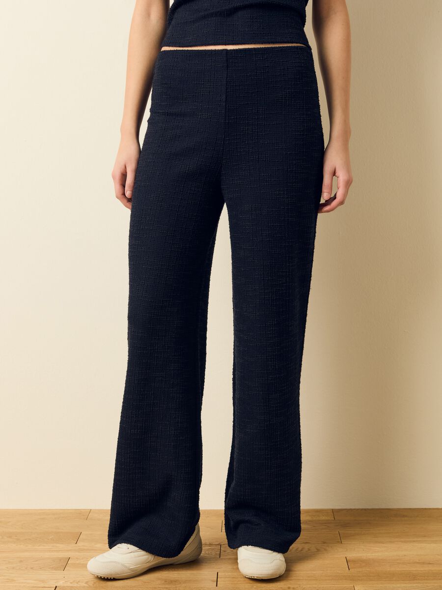 Pantalone a gamba larga trama lavorata_1