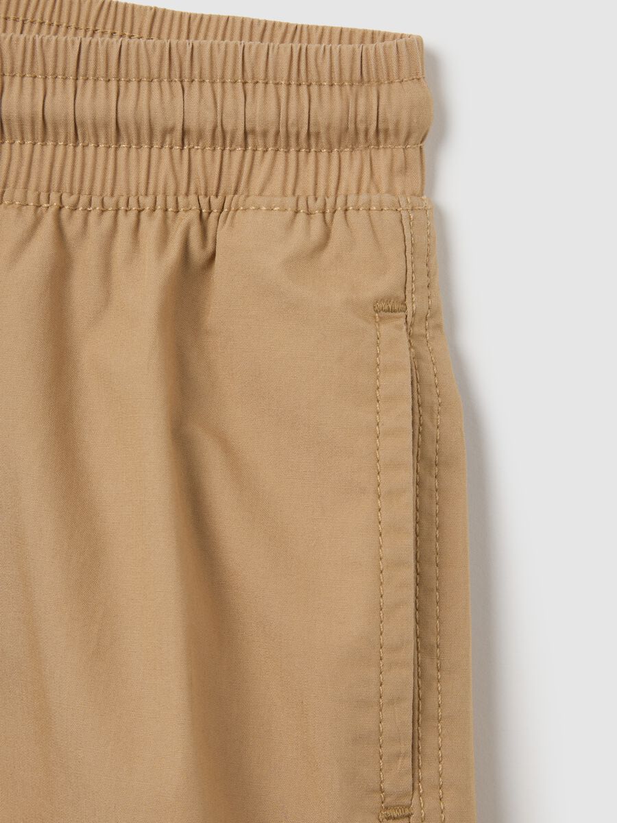 Children's beige cotton regular fit shorts_3