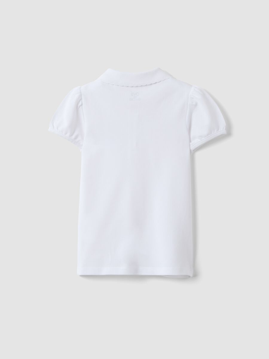 Girls' regular fit pure cotton white polo with cherry_1