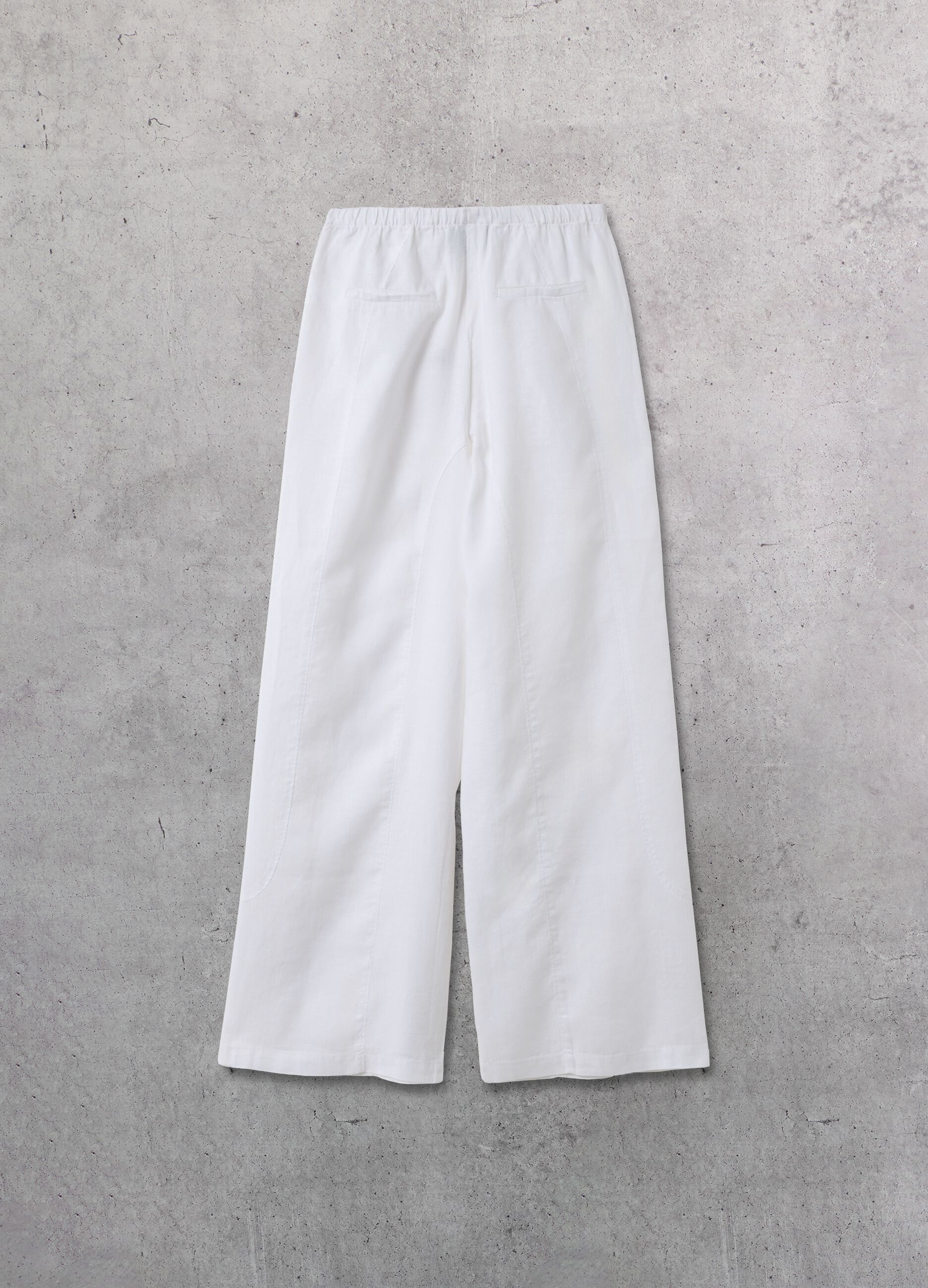 100% Linen Wide-Leg Trousers White