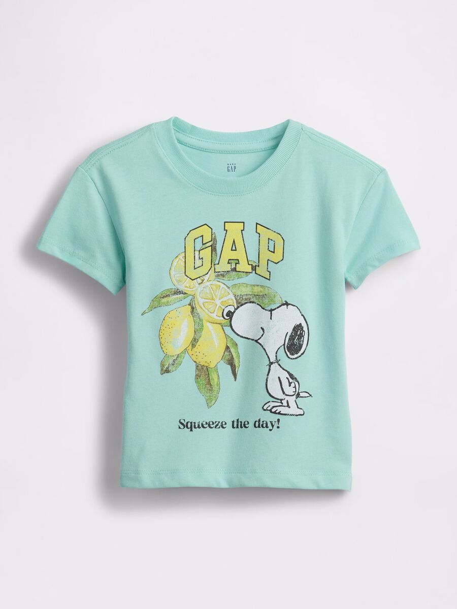 Aqua green T-shirt with Snoopy and lemons_0
