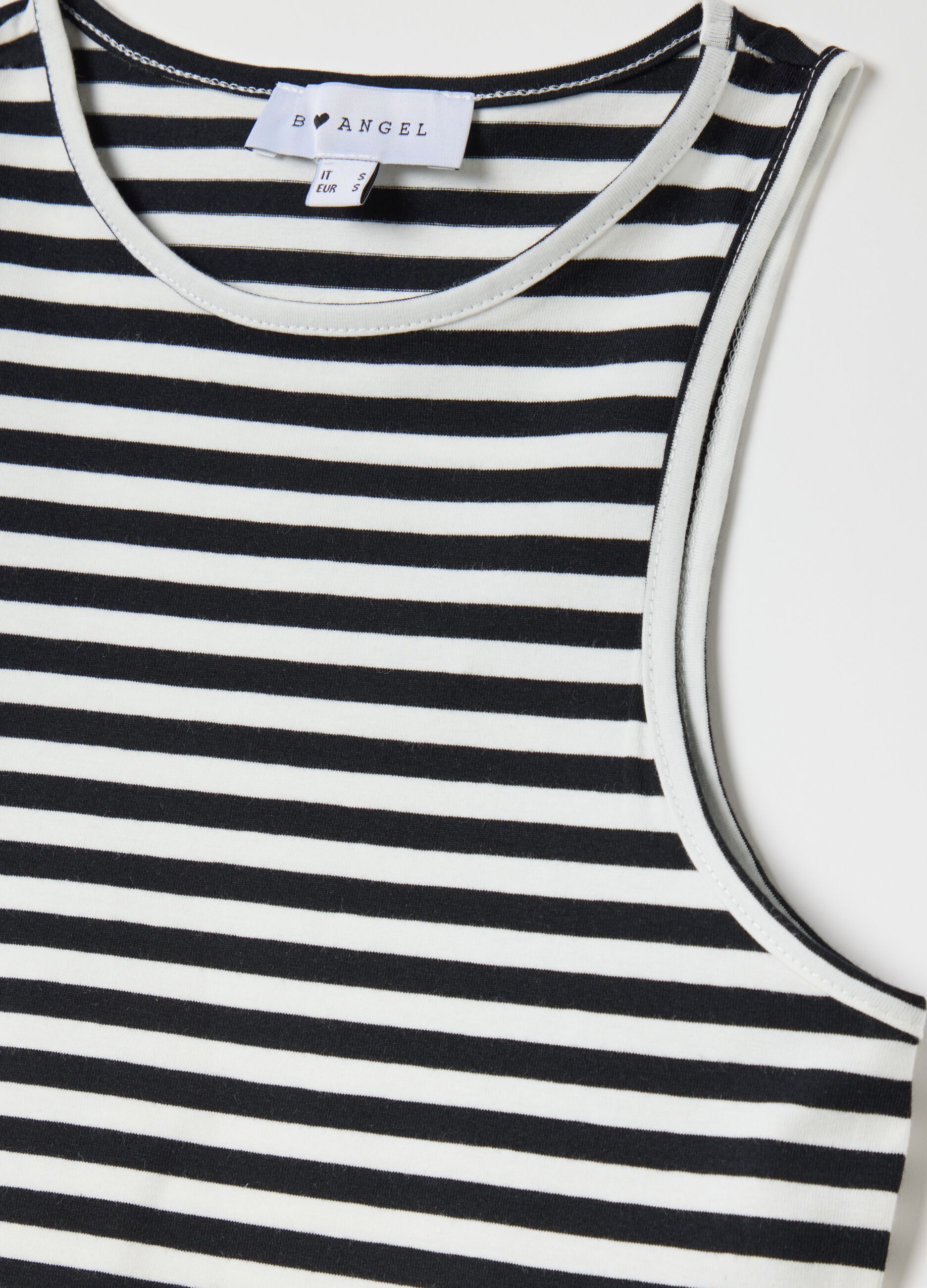 Women’s multicoloured short fitted top in stretch cotton