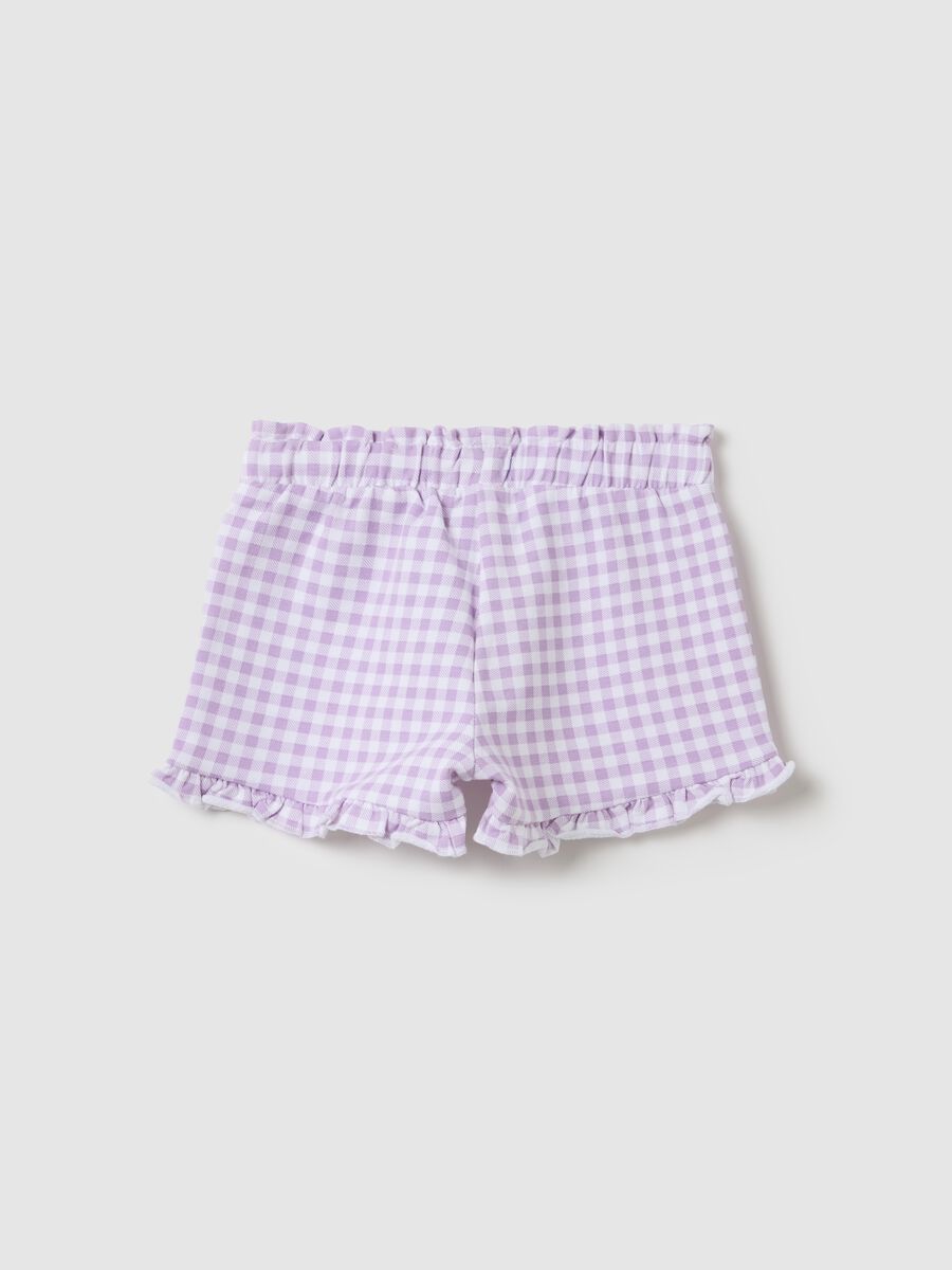 Lilac check-style shorts for girls_1