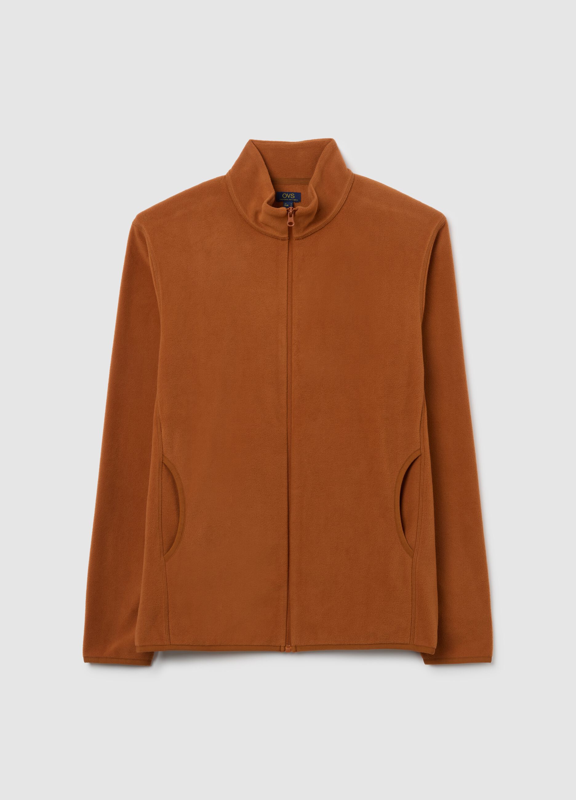 Brown fleece full-zip sweatshirt