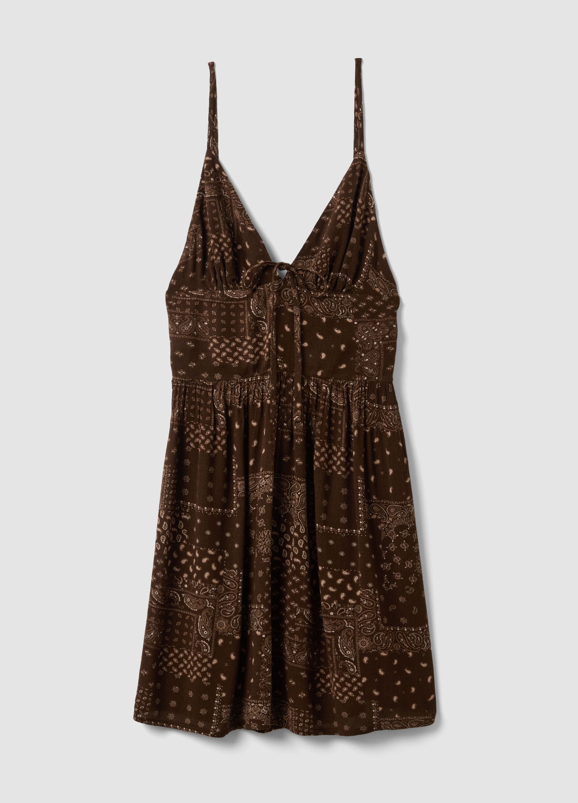 Brown pure viscose mini dress
