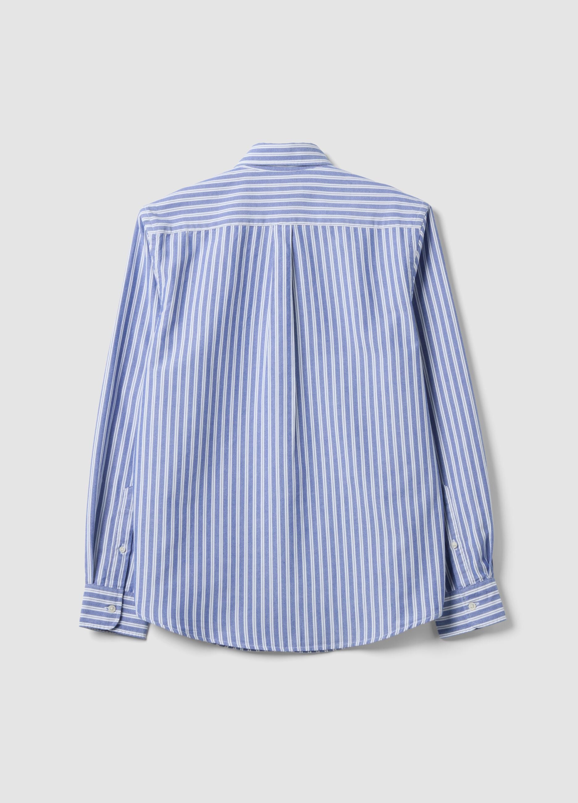 Blue striped pure cotton Oxford shirt, regular fit