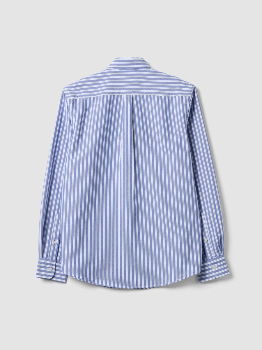 Camicia oxford azzurra a righe in puro cotone regular fit_2