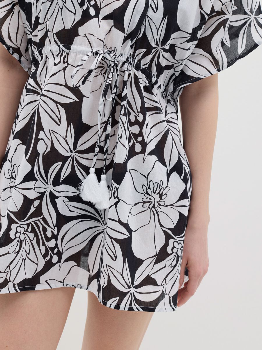 Women’s short multicoloured beach cover-up in 100% cotton_2