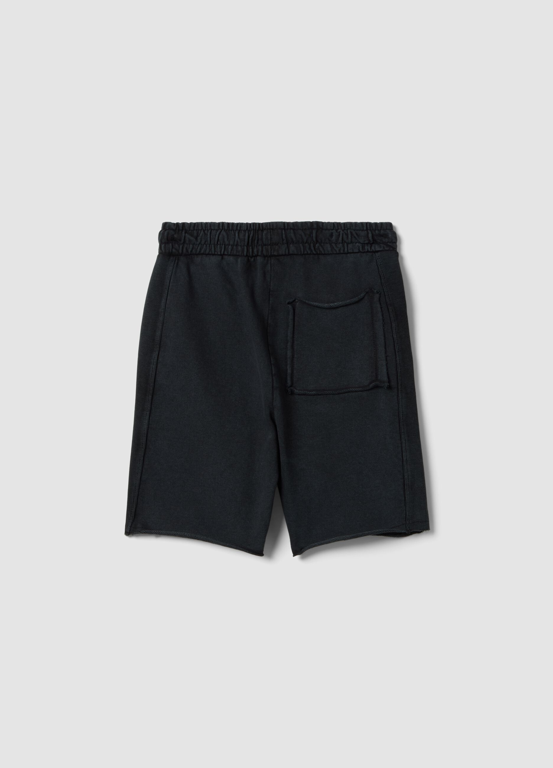 Black pure cotton shorts with elasticated waist