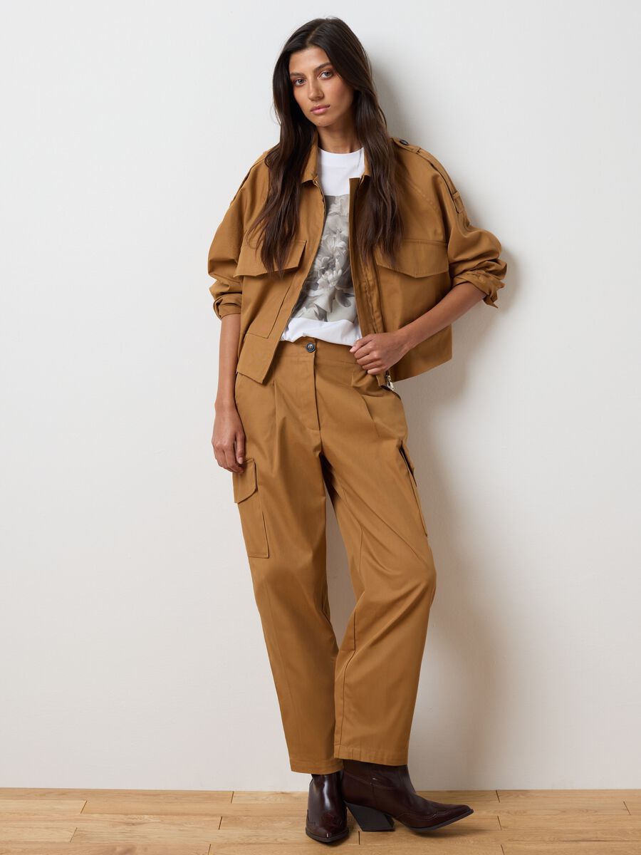 Giacca in misto cotone marrone regular fit_1
