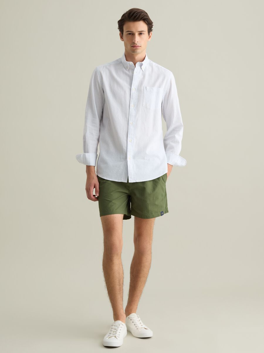Boxer mare da uomo in misto verde regular fit con vita elastica_0