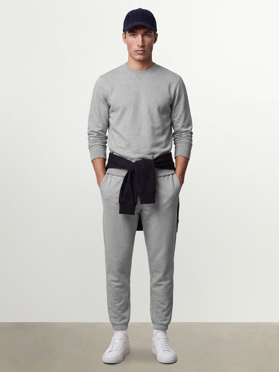 Pantaloni jogger grigi in misto cotone regular fit_0