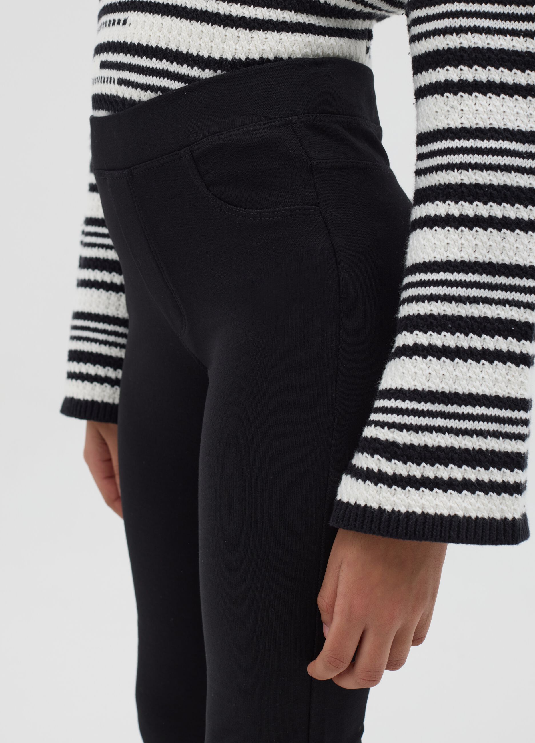 Flare-fit treggings in stretch cotton