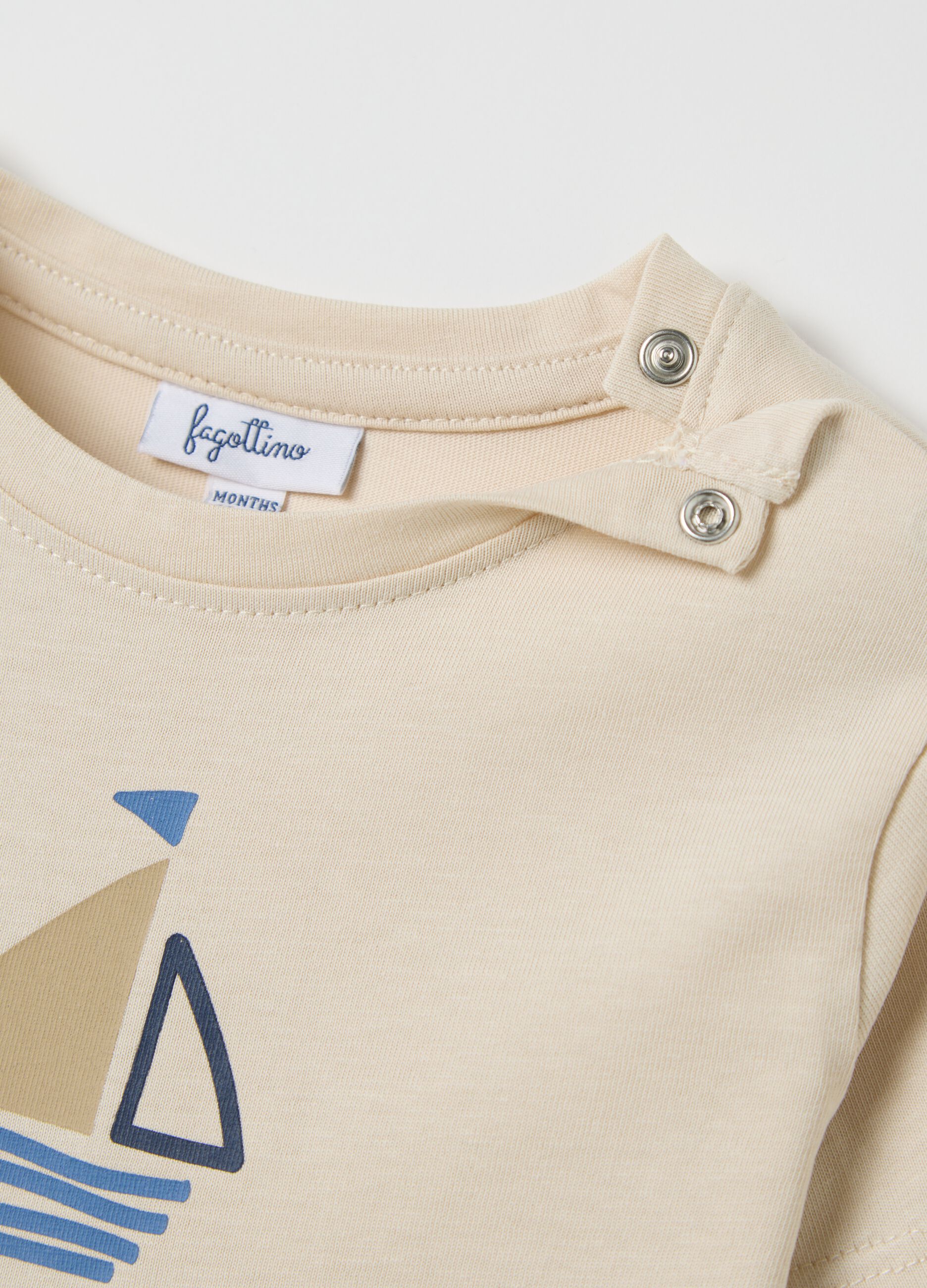 Beige T-shirt in cotton with print