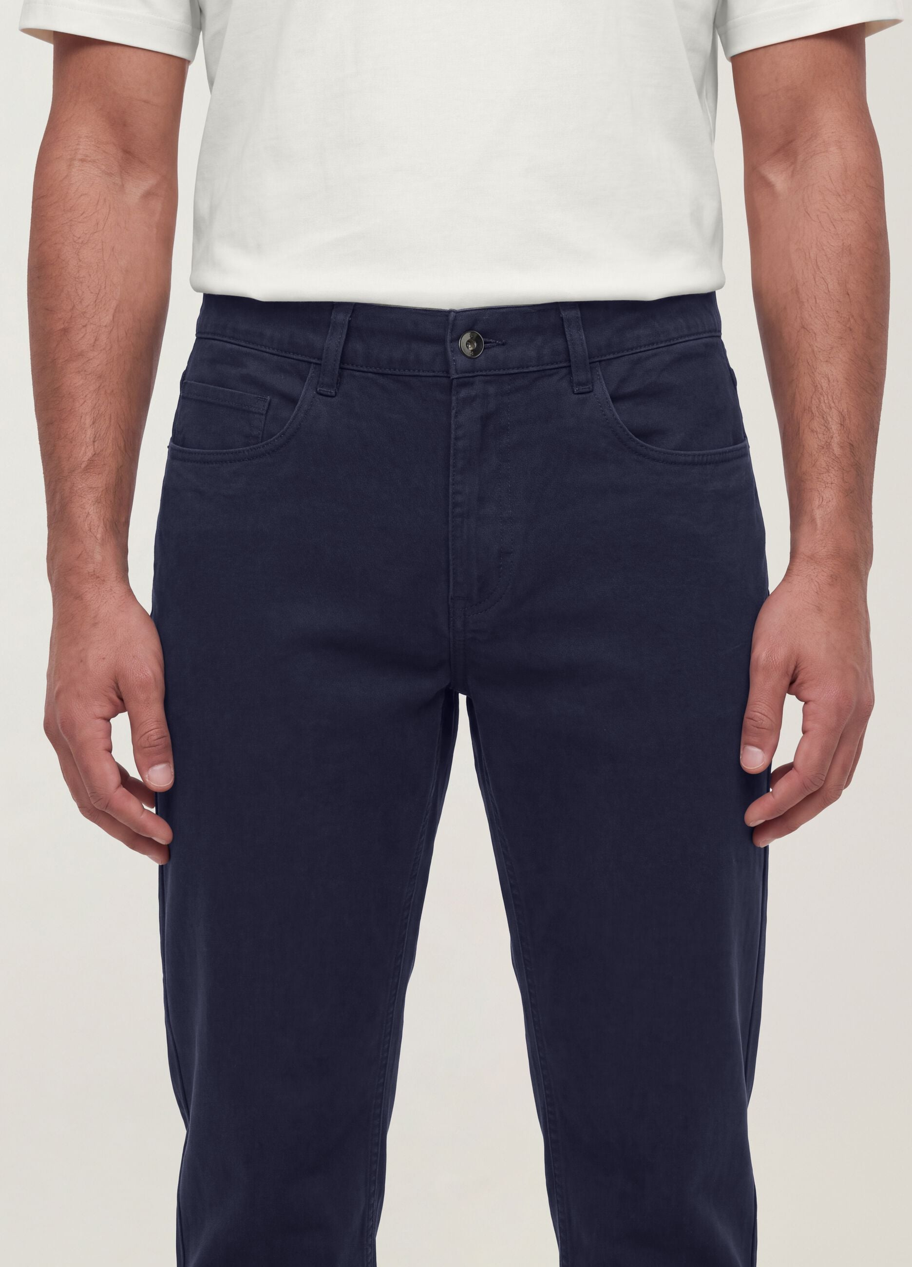 Blue pure cotton five-pocket trousers