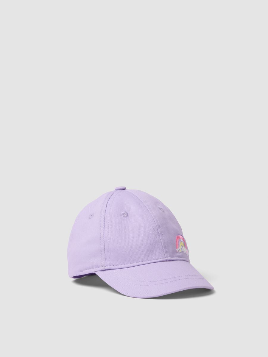 Cappello da baseball in puro cotone viola da bimbo con ricamo_0