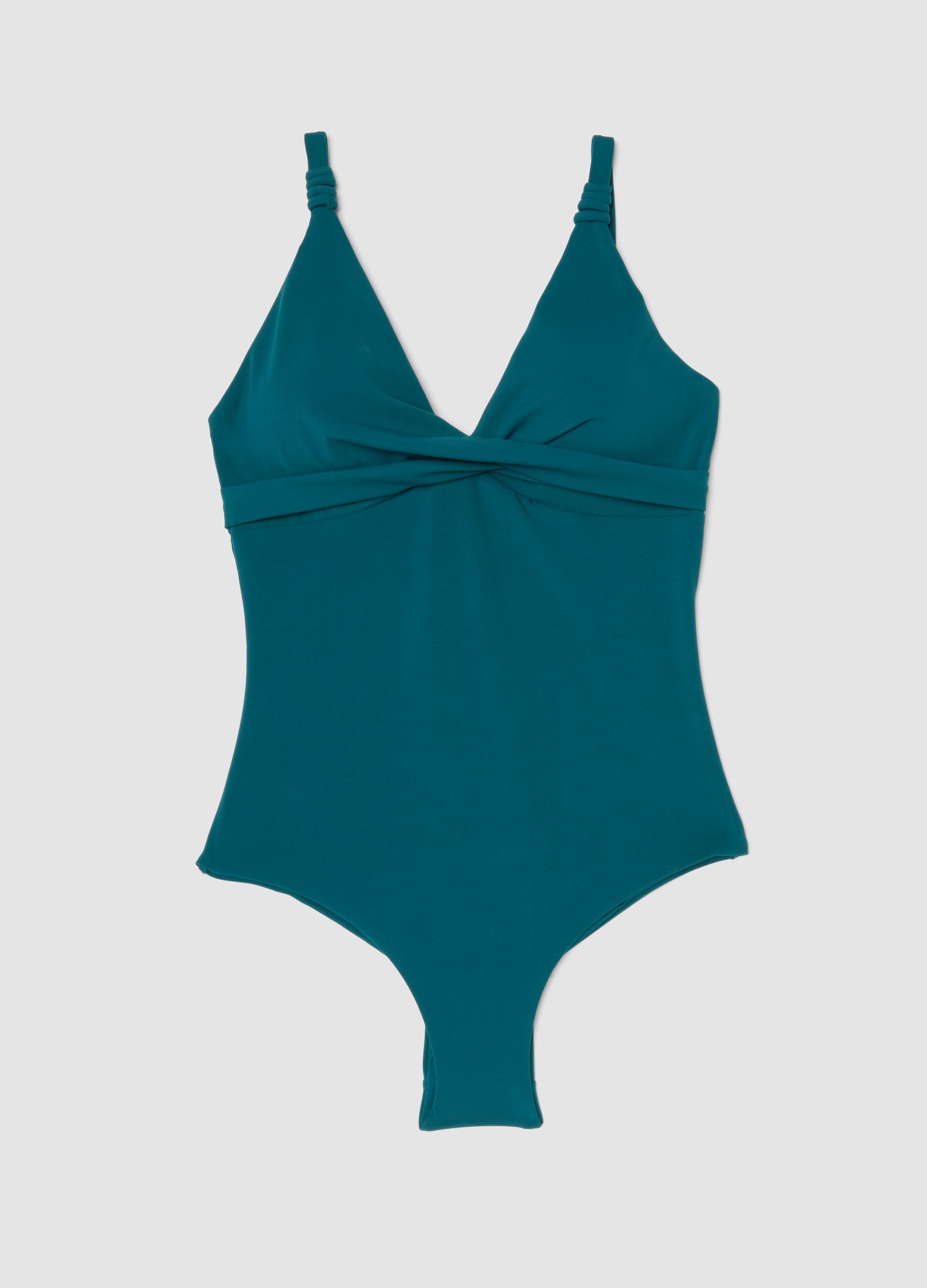 Green one-piece swimsuit in stretch fabric