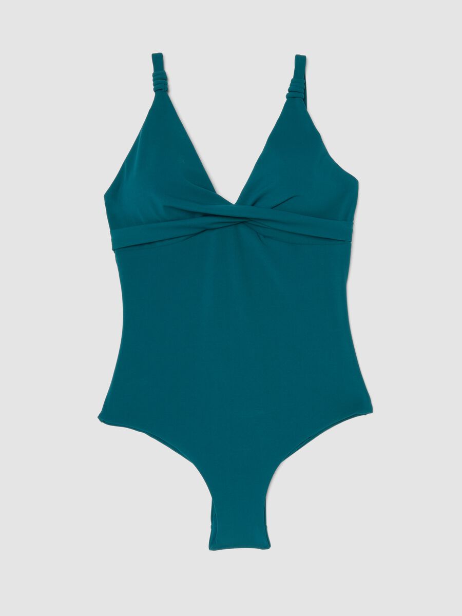 Green one-piece swimsuit in stretch fabric_4