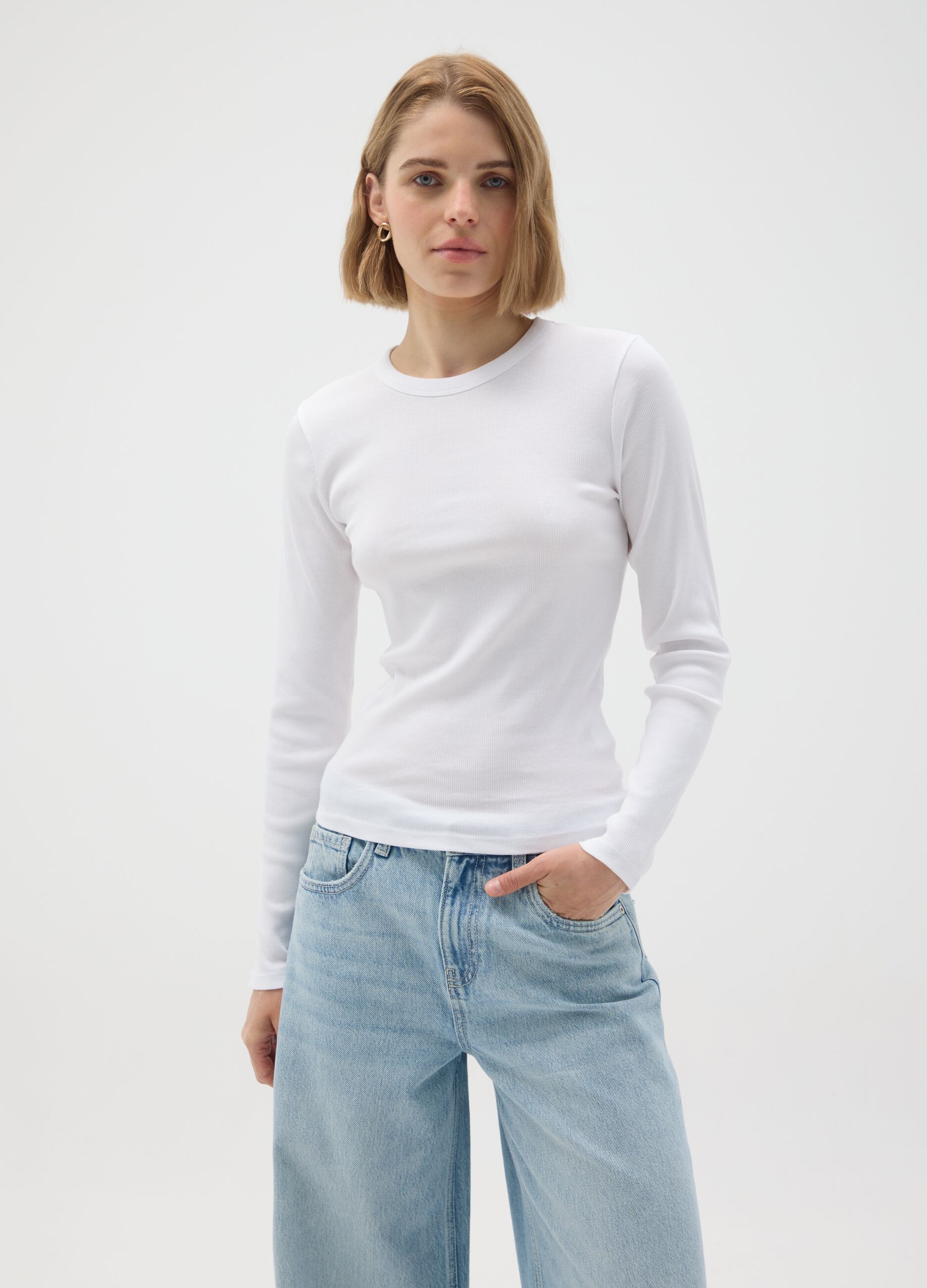 White pure cotton T-shirt regular fit