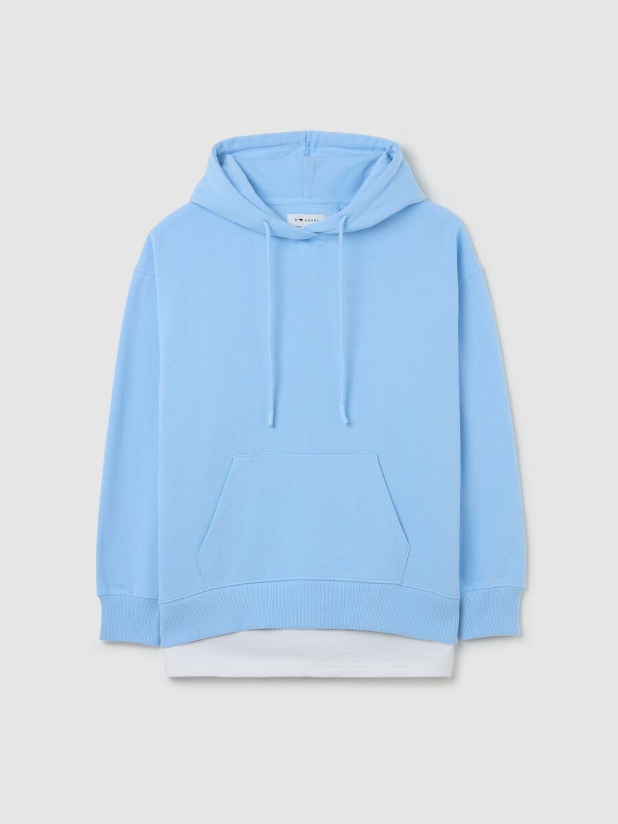 Sweatshirt with hood and layered-effect insert_4
