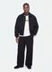 Black cropped padded jacket with zip and shirt collar_1