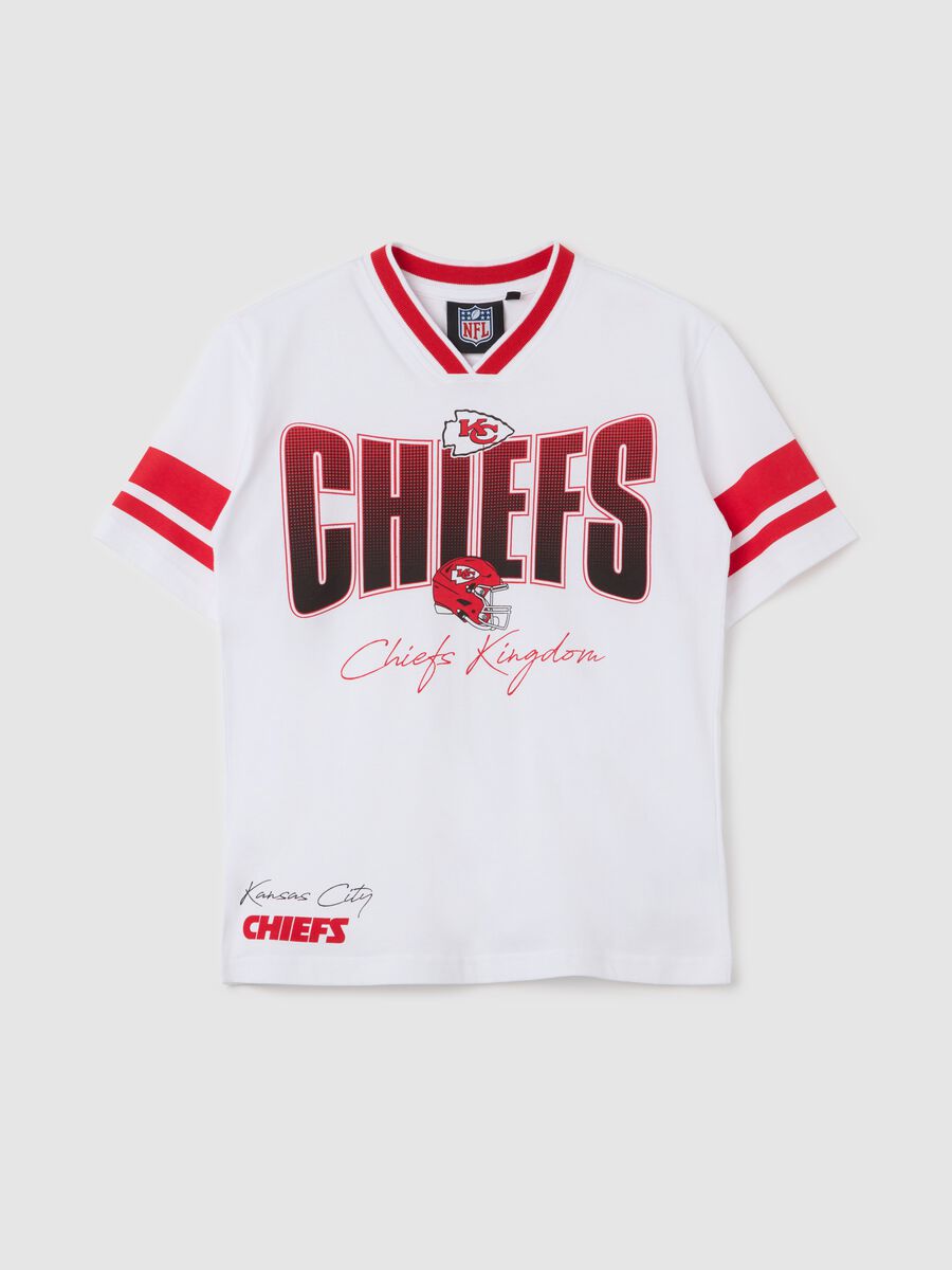 T-shirt bianca e rossa Kansas City Chiefs in cotone_0
