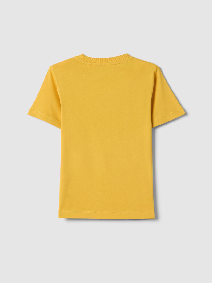 Yellow pure cotton regular fit t-shirt for kids with print_1