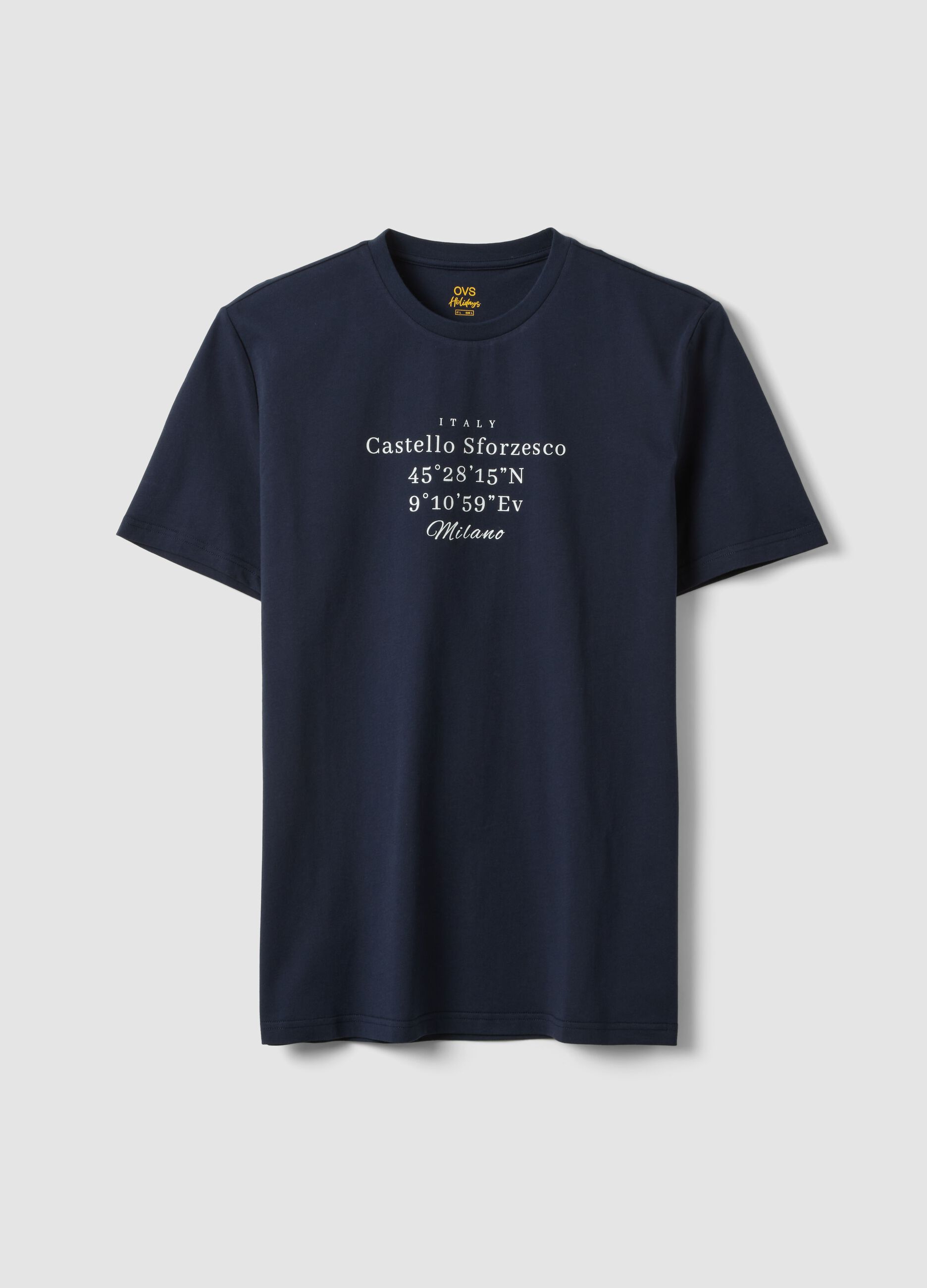 Blue short-sleeve pure cotton regular-fit T-shirt