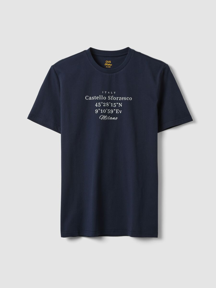 Blue short-sleeve pure cotton regular-fit T-shirt_4