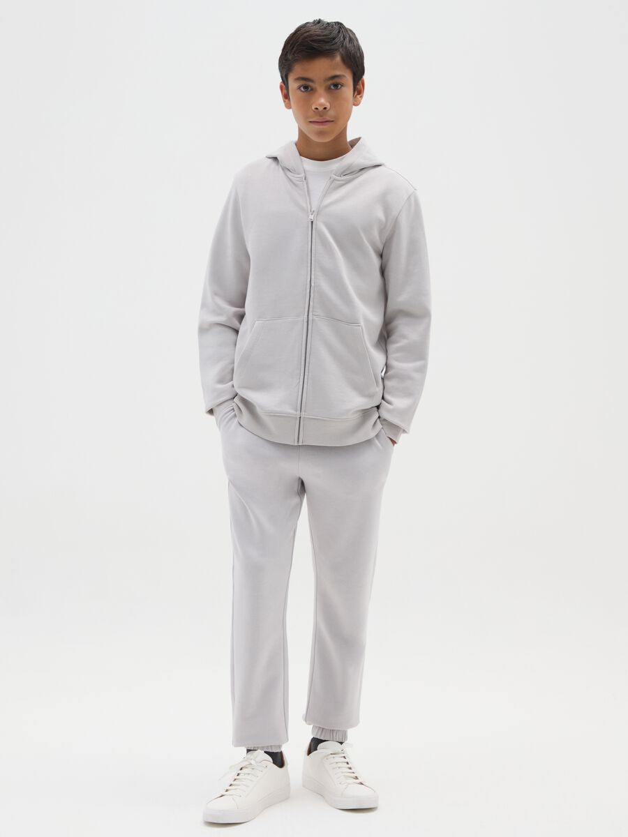 Pantaloni jogger da ragazzo in puro cotone grigio regular fit_0