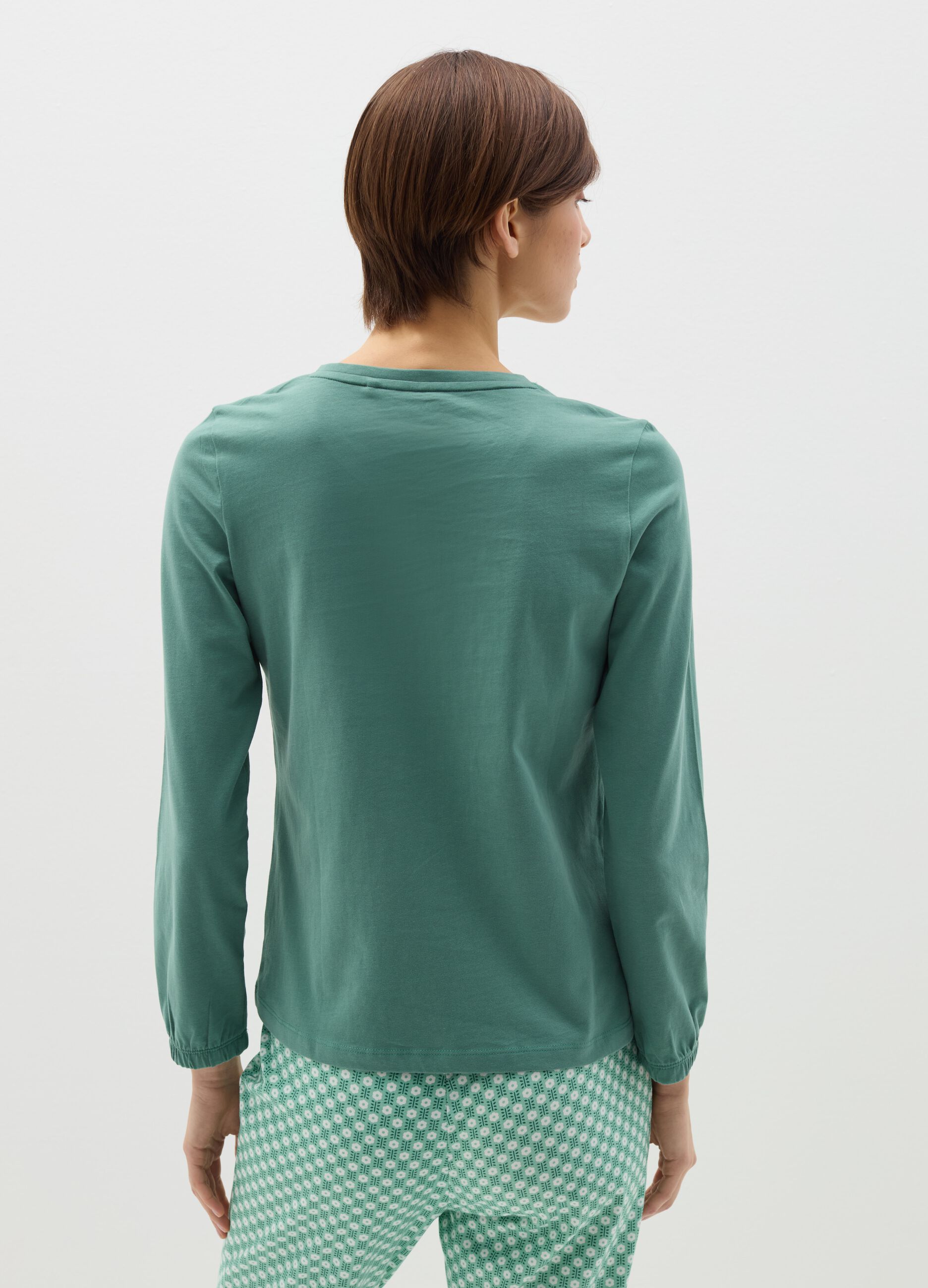 Cotton pyjama top with granddad neck