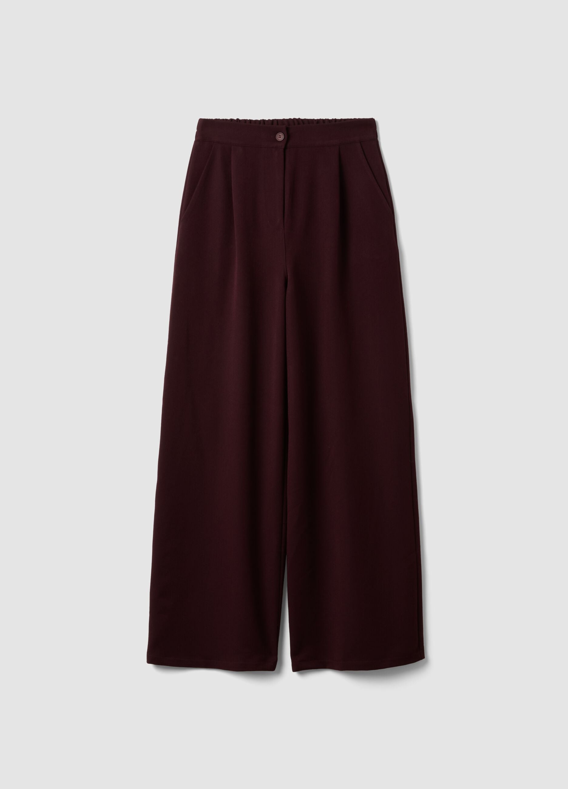 Red regular-fit stretch viscose-blend trousers