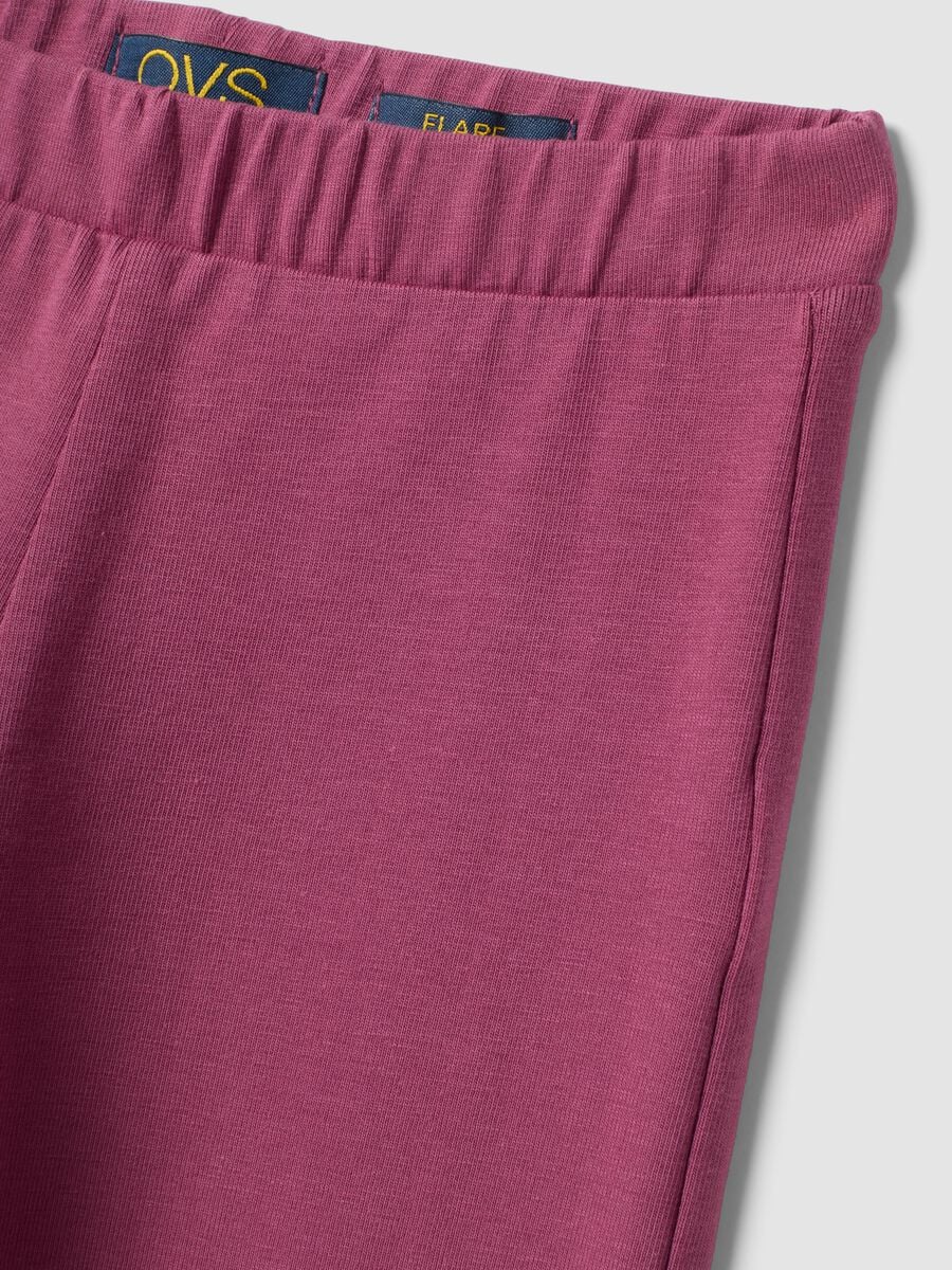 Leggings flare rosa in cotone elasticizzato_2