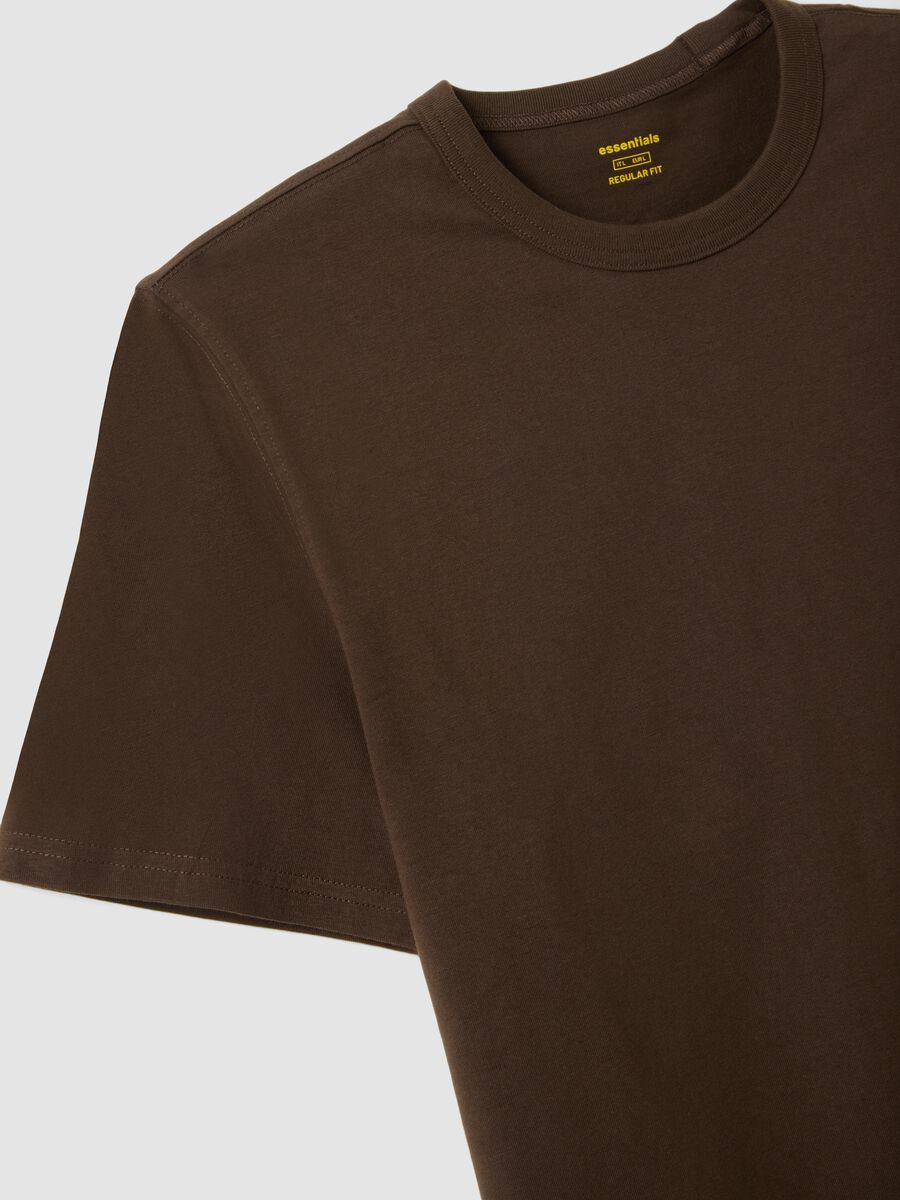 Brown regular fit pure cotton short sleeve T-shirt_5