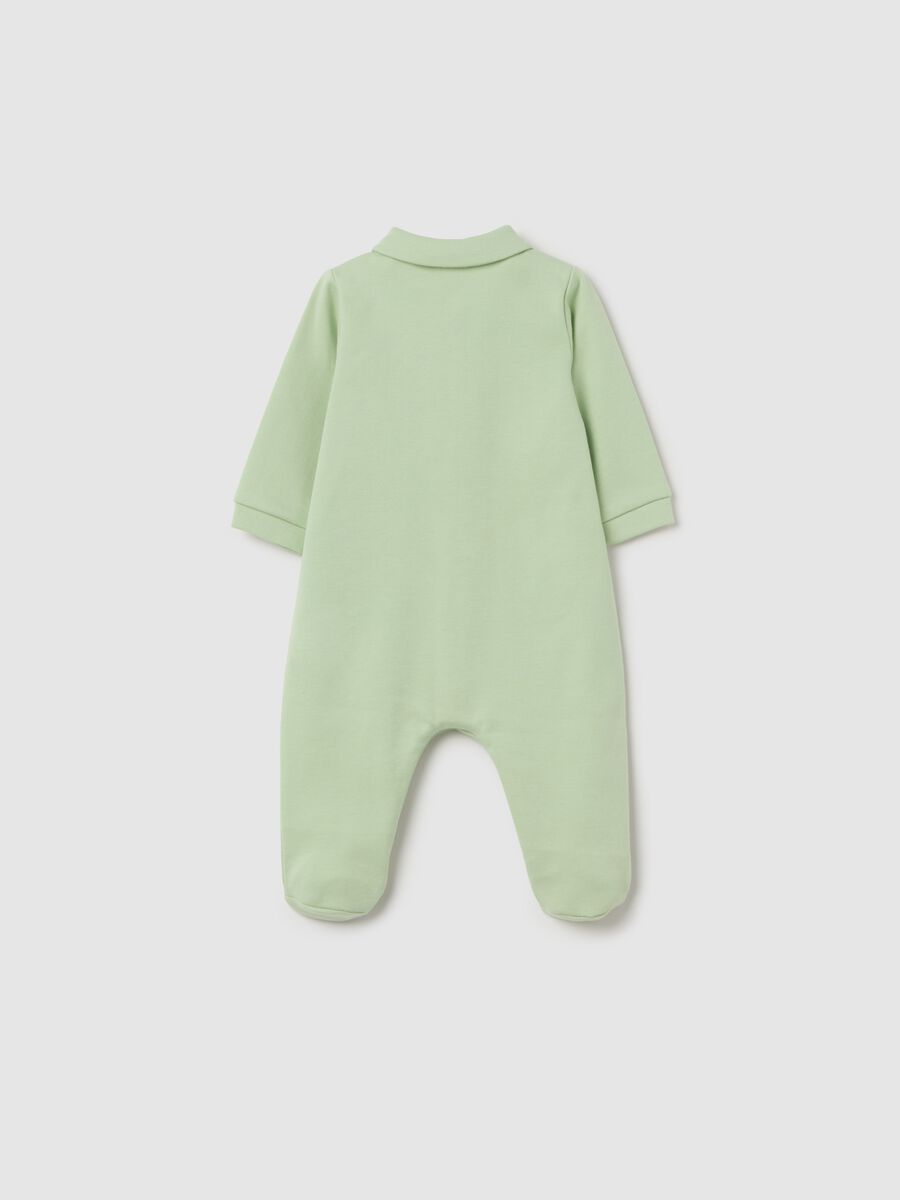 Cotton onesie with feet and frogs embroidery_1