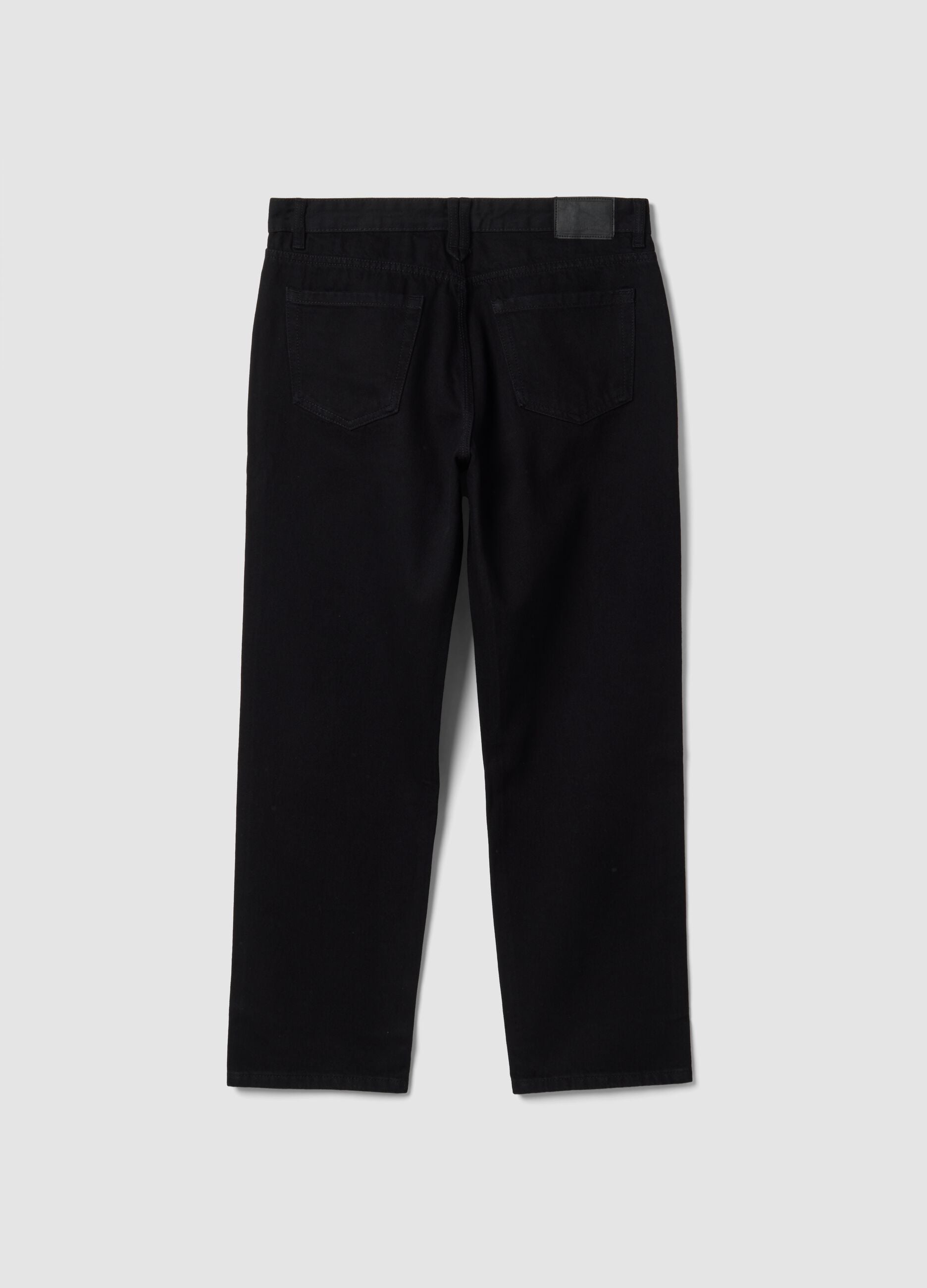 Black denim jeans in pure cotton, relaxed fit
