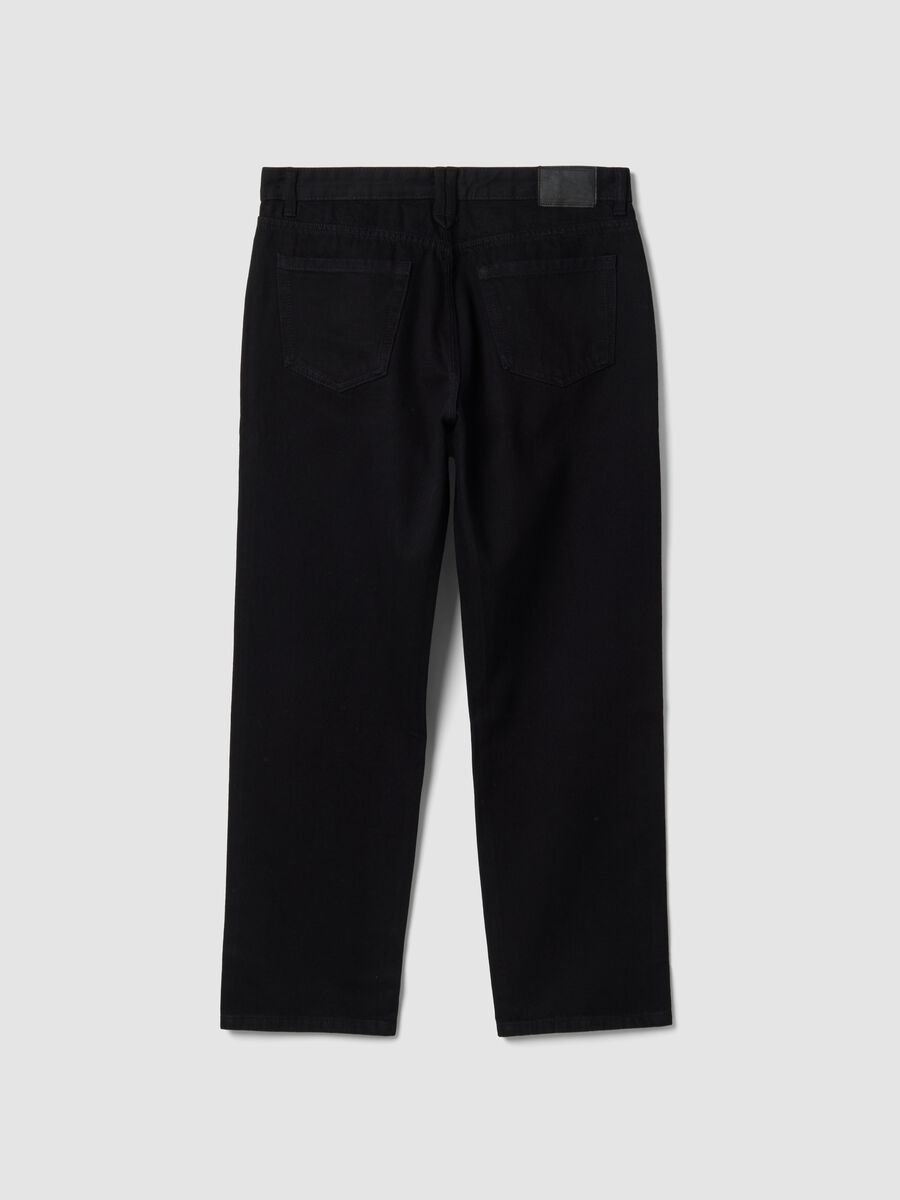Black denim jeans in pure cotton, relaxed fit_2