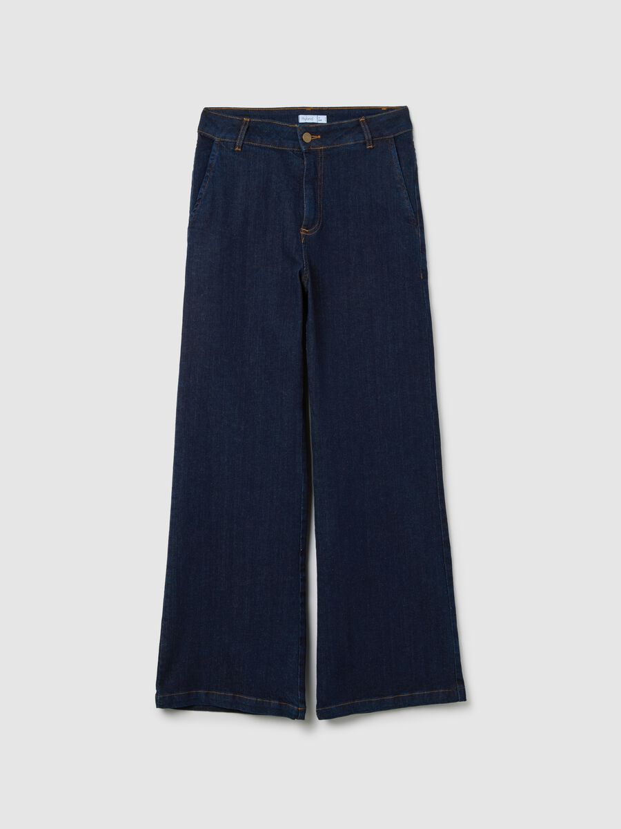 Blue Stretch Cotton Regular Fit Trousers_4