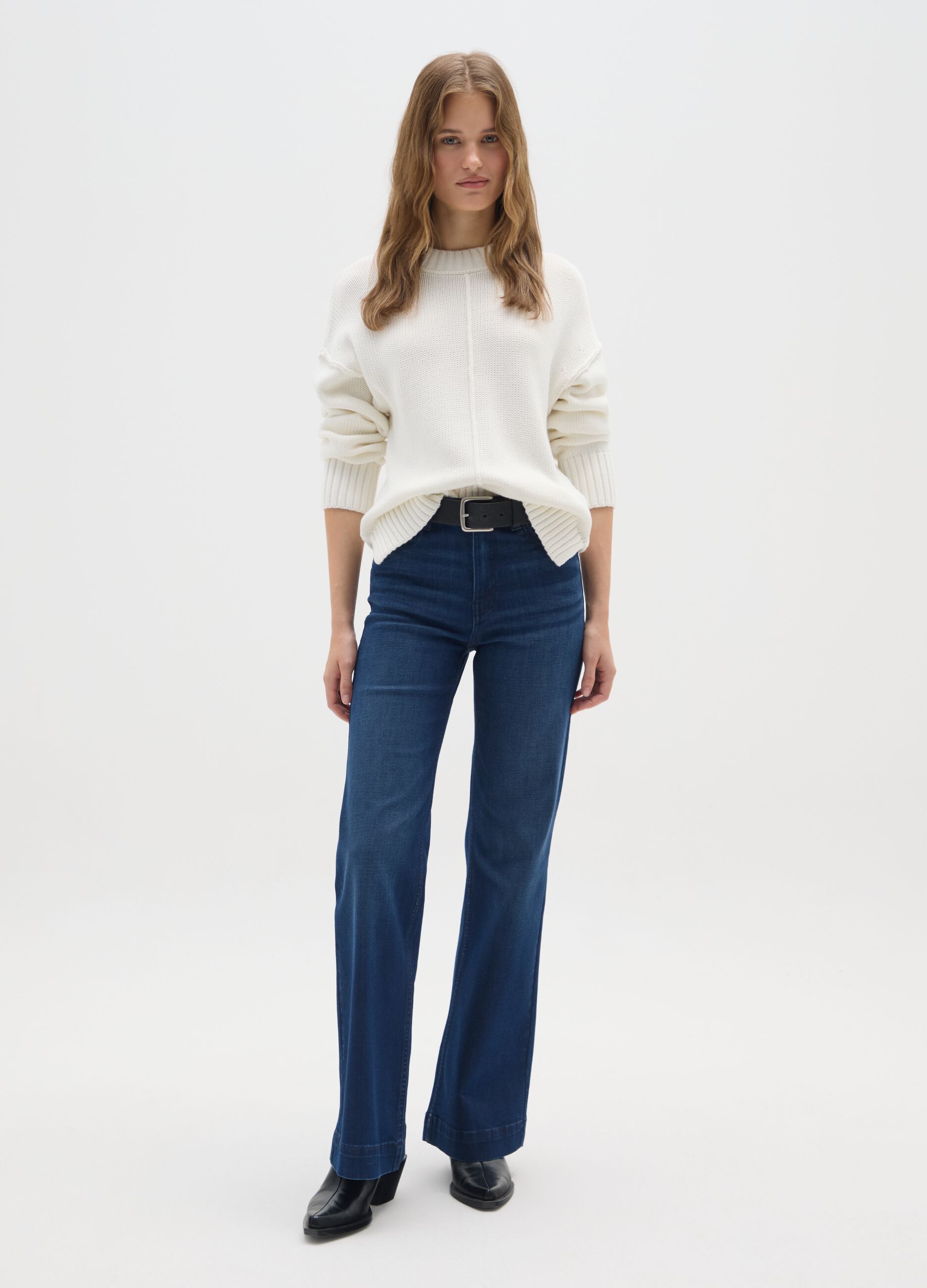 Jeans bootcut in misto cotone blu