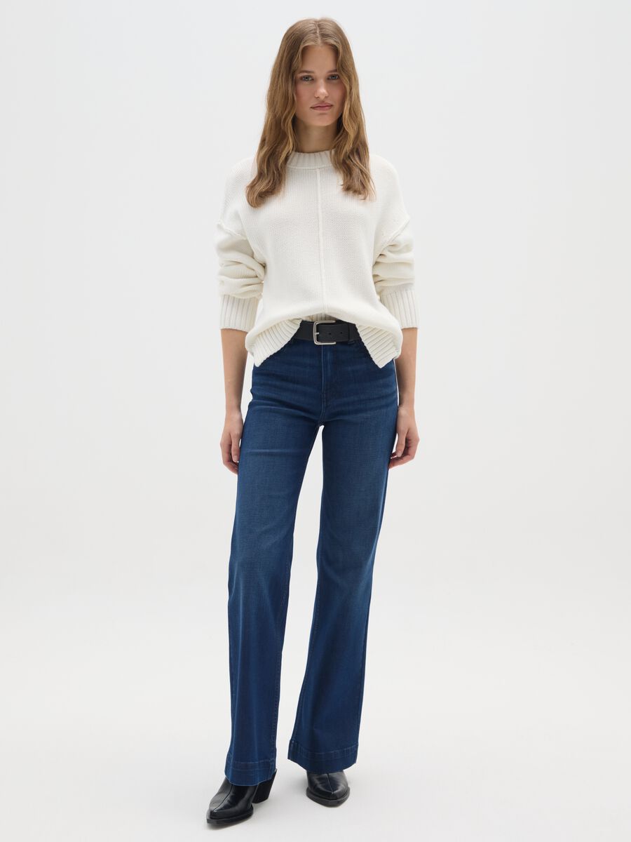 Jeans bootcut in misto cotone blu_0