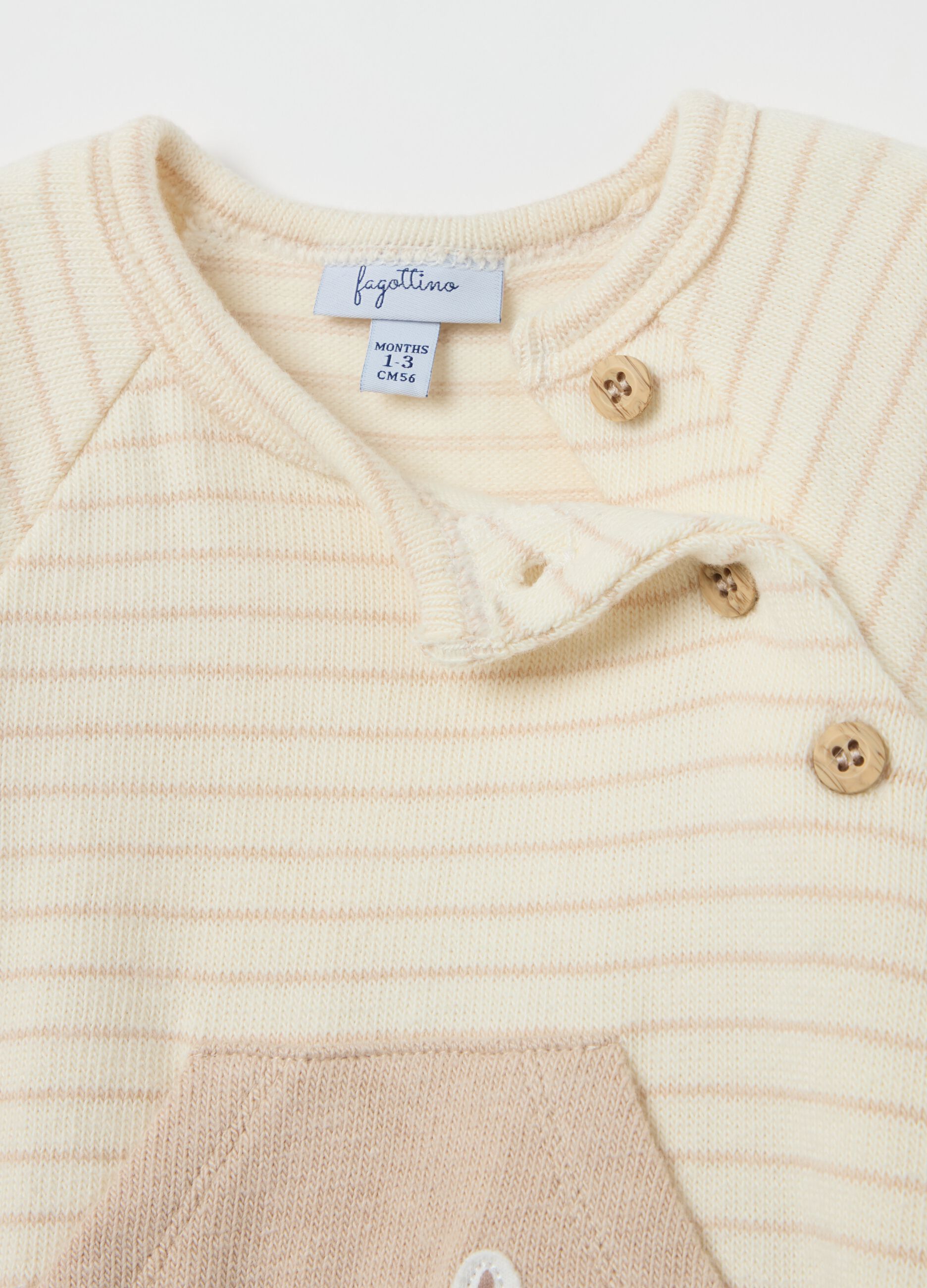 Onesie with striped pattern with puppy
