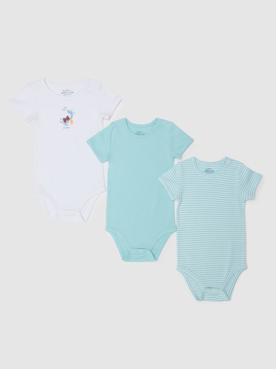 Children's multicolour pure cotton bodysuit tripack_0